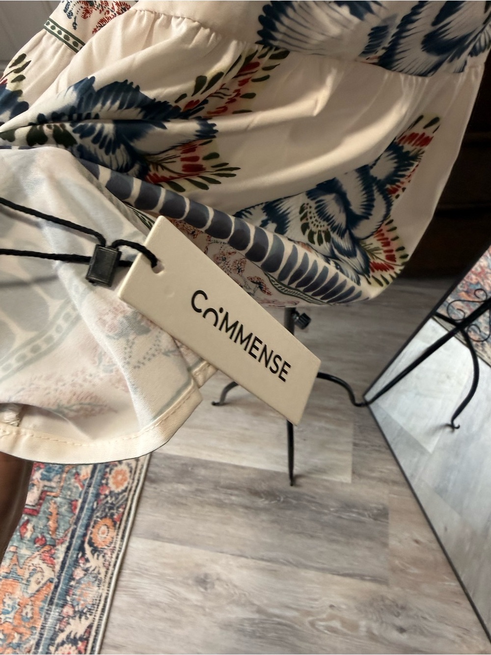 Commense Ivory Halter Mini Dress with Navy and Coral Floral Print - Picture 9 of 10